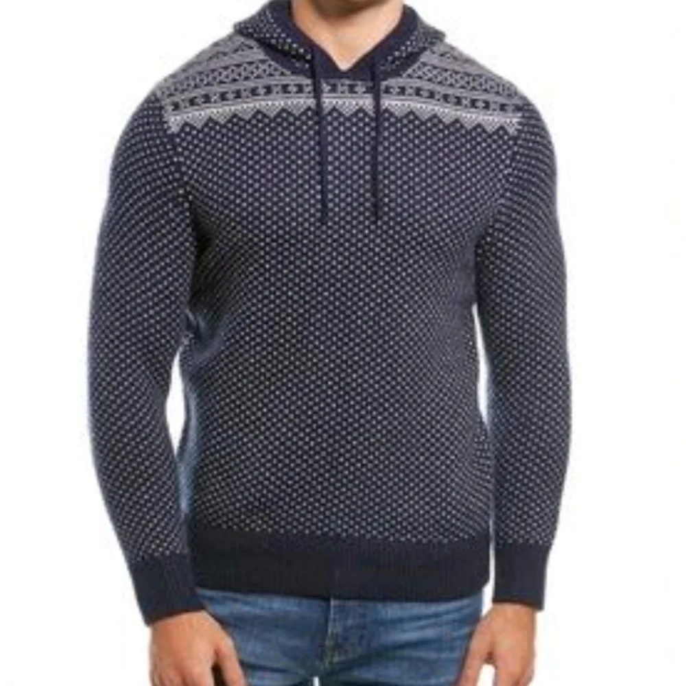 J. Crew Men's Fair Isle Wool Blend Pullover Hoodie